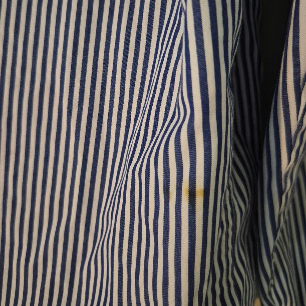 Lauren Ralph Lauren Blue White Striped Cotton Button Down Shirt - Picture 7 of 8